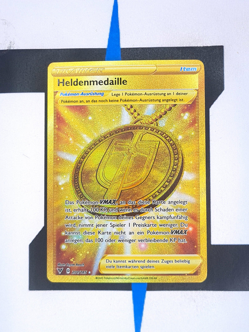 gold heroes medal pokemon card Heldenmedaille VIV201 DE NM